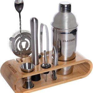 Playboy Ten-Piece Bar Set - Modern Mixology Cocktail Shaker Set